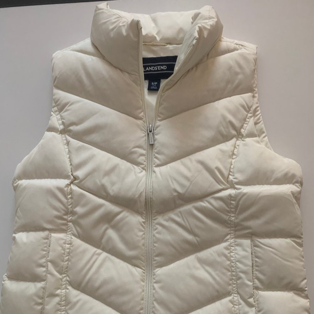Lands End White/Cream Puffer Vest
